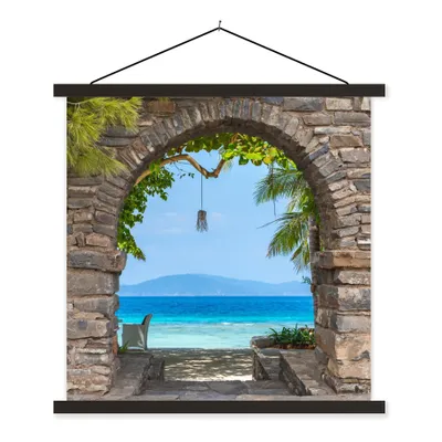 Produktbild von MuchoWow® Textilposter Strand - Meer - Tropisch - Sommer - Aussicht 120x120 cm mit schwarzem Rahmen - Aufhängungsset