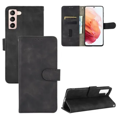 Productafbeelding van König Design hoesje, compatibel met Samsung Galaxy S21 Plus, kunstleren telefoonhoesje - telefoonhoesje, zwart