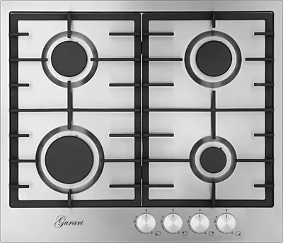 Produktbild von Gurari GCH FB 604 Gaskochfeld 60 cm, Edelstahl 4,0 KW WOK, 4 Gasbrenner,Autark