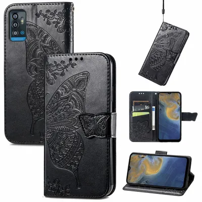 Image de Coque König Design compatible avec le ZTE Blade A71, en simili cuir, pour téléphone portable - Étui de téléphone noir