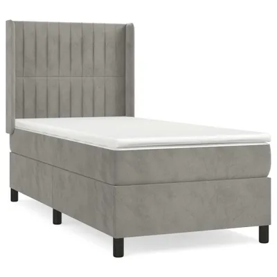 Immagine prodotto di vidaXL Letto a molle con materasso grigio chiaro 100x200 cm in velluto