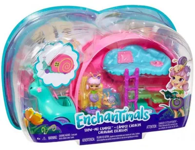 Image de Enchantimals camping car escargot avec poupée et accessoires - figurine 4 cm - mattel gct42