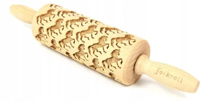 Produktbild von Folkroll Grawerierter Nudelholz Kuchen, Kinder Holz 23 cm