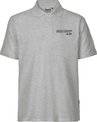 Produktbild von Huuraa Herren Polo Shirt United States my love 3XL Sport Grey Bio Baumwolle Fairtrade Poloshirt Geschenkidee