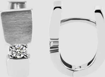 Produktbild von 925/- Echt Silber Klapp-Creolen "Alasha" mit Zirkoniabesatz, mattiert-poliert, 925/rhodiniert