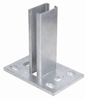 Image de Alberts 686055 Support de poteau pour clôture à double fil, à visser, galvanisé à chaud, plaque 150 x 100 mm, pour poteaux 60 x 40 mm