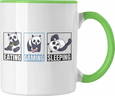 Produktbild von Trendation - Lustige Panda Tasse Geschenk Gamer Gaming Zocker Geschenkidee für Jungs (Grün)