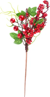 Produktbild von Weihnachtszweig MAGICHOME, mit Beeren und Blättern, Rot, 32 cm