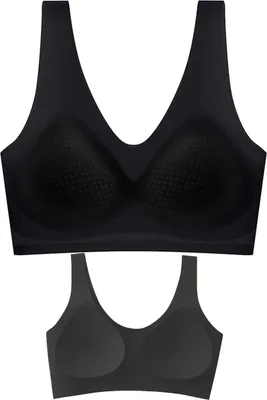 Immagine prodotto di Reggiseno invisibile senza cuciture, Linovit®, con coppe sottili, materiale traspirante e antibatterico, asciugatura rapida, nero, M