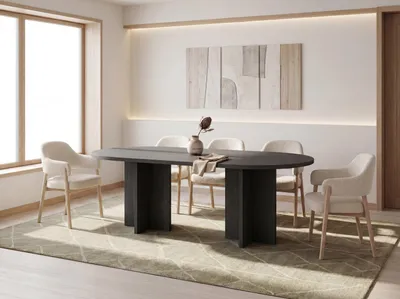 Produktbild von Ovaler Esstisch – Esszimmertisch, Küchentisch für 8 Personen – Modernes Minimalistisches Design – 200 x 90 cm – Esche Schwarz