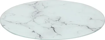 Produktbild von Harbour Housewares Rundes Glasschneidebrett – 30 cm – Weißer Marmor-Look