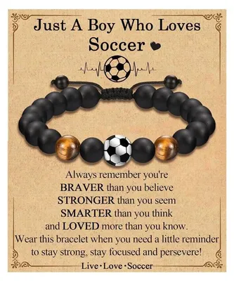 Productafbeelding van QKEPCY Jongens voetbal armband met tijgeroogstenen, met natuurlijke energie, geschikt voor sport