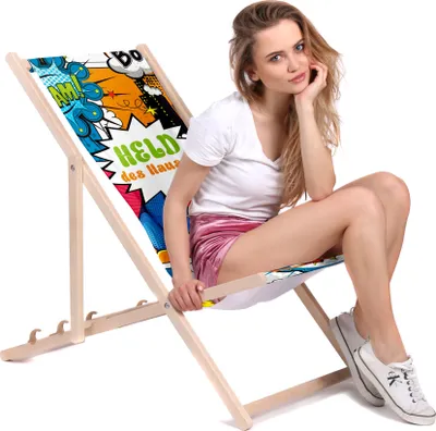 Image de Dreamroots Chaise longue pliante bois, bois de hêtre jusqu'à 130 kg Chaise longue pliante avec réglage de l'inclinaison du dossier en 3 positions, héros de la maison
