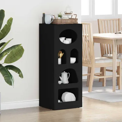 Immagine prodotto di vidaXL Credenza laterale ELST, nera, 40 x 35 x 100,5 cm, realizzata in materiale composito di legno