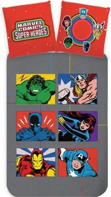 Produktbild von Marvel Avengers Comics Bettbezug - 140 x 200 cm - 70 x 90 cm
