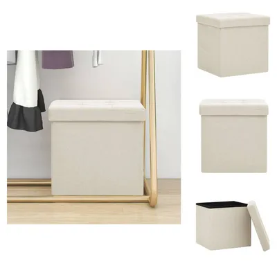 Produktbild von vidaXL Hocker mit Stauraum Cremeweiß Leinenoptik - Klappstühle & Hocker