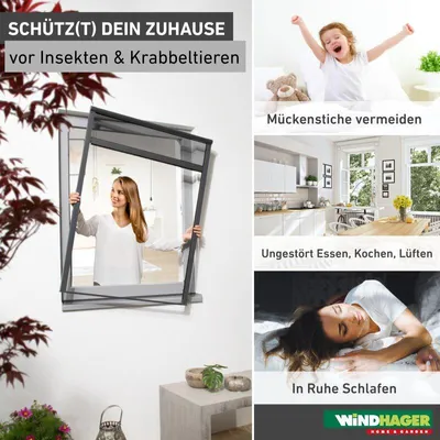 Produktbild von Fliegengitter Rollofenster zum Einhängen – 130x160 cm, anthrazit