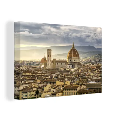 Produktbild von OneMillionCanvasses® - Leinwandbilder - 150x100 cm, Italien - Sonnenuntergang - Florenz, Wandbilder Kunstdruck Wanddekoration