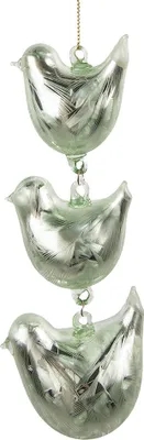 Produktbild von Clayre & Eef Anhänger Vögel 16 cm Grün Glas