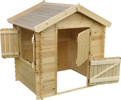 Produktbild von Timbela Kinderspielhaus aus Holz - Spielhaus im Freien für Kinder - B112xL146xH143 cm/1.1m2 Gartenspielhaus - Garten-Sommerhaus für Kinder M516-1