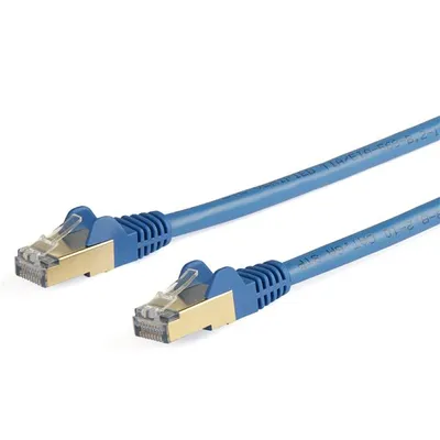 Immagine prodotto di StarTech.com 6ASPAT10MBL Cavo patch CAT6a (10 m, blu, connettore RJ45 senza gancio, cavo CAT6a STP, filo di rame, cavo di rete) - Cavo patch - da RJ-45 (M) a RJ-45 (M) - 10 m - STP - CAT 6a - Modellato, senza gancio - Blu