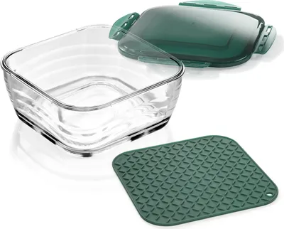 Produktbild von Genius Nicer Dicer Chef Glasschüssel inkl. Deckel & Silikonmatte backofengeeignet mit Deckel in smaragdgrün; A27054