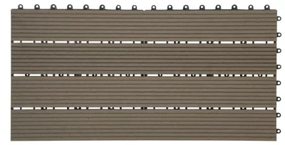 Produktbild von WPC-Bodenfliesen für Garten und Terrasse - Terrassenfliesen - 6 Stück/1 m² - 30 x 60 cm - Stecksystem - Braun