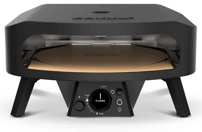 Immagine prodotto di Forno per pizza portatile da 17 pollici - 8 kW di potenza - Pietra refrattaria in cordierite, diametro 43 cm - Nero - Forno a gas per pizza da esterno