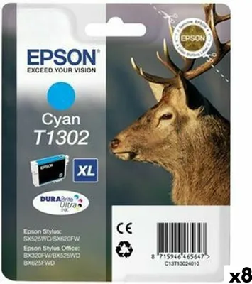 Produktbild von Epson Stag T1302 Hirsch DURABrite Ultra Single Cyan Tinte, High (L) Yield, Cyan, 10,1 ml, 1 Stück(e), 765 Seiten, Einzelpackung