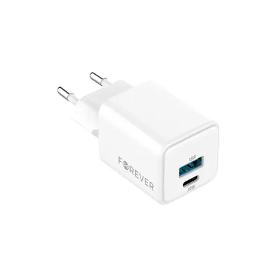 Image de Forever GaN Chargeur de téléphone portable PD QC TC-08-20AC 1x USB-C 1x USB 20W blanc