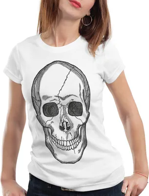 Produktbild von style3 Smiling Skull T-Shirt Damen, Farbe:Weiß, Größe:S