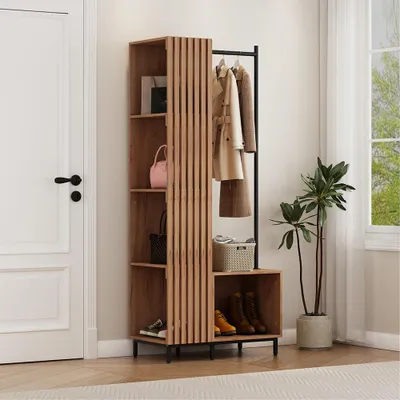 Produktbild von Vicco Garderobe Zinto, 80 x 187 cm mit 5 Ablagefächern, Goldkraft Eiche