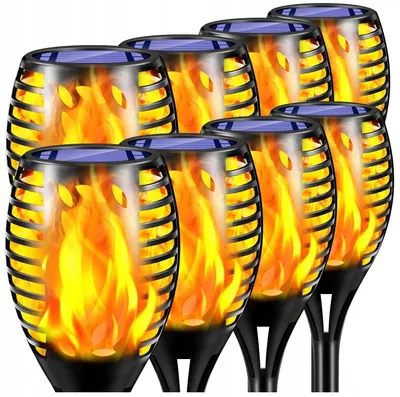 Obrázok produktu pre 8 solárnych záhradných lampičiek LED s efektom plameňa, solárne svietidlá s senzorom súmraku, záhradné lampy vhodné na chodníky a terasy
