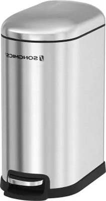 Produktbild von Famanu Abfalleimer 10 Liter - Softclose Deckel, schmaler Pedaleimer für Badezimmer - Silber