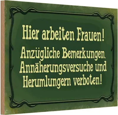 Produktbild von vianmo Holzschild 12x18 cm Hier arbeiten Frauen Männer