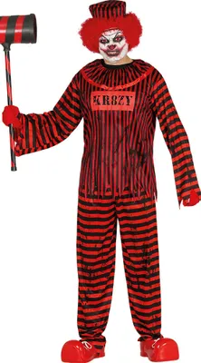 Produktbild von Psycho-Clownkostüm Halloween schwarz-rot