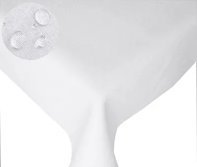 Produktbild von LEINEN Optik eckig 110x110 WEISS Tischdecke bügelfrei pflegeleicht Fleckschutz Lotuseffekt Leinenoptik Mitteldecke quadratisch