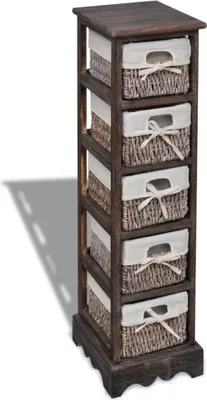 Produktbild von Korbregal Holz mit 5 Körben Braun