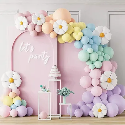 Pastell-Ballonset, 122-teilig, Regenbogenfarben, inkl. Blumenballons