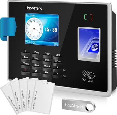 Obrázok produktu pre Záznamník pracovného času s čítačkou odtlačkov prstov RFID 5 kariet.