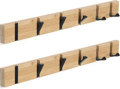 Produktbild von Garderobehaken 43 cm, 2 Stück, 6 klappbare Haken, belastbar bis 21 kg, für Flur