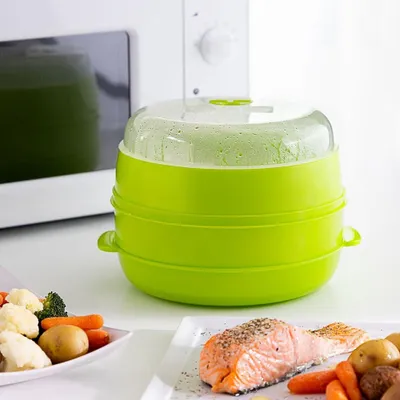 Produktbild von InnovaGoods Doppel Dampfgarer für die Mikrowelle grün
