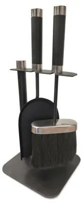 Immagine prodotto di Set camino Casaya, 3 pezzi, acciaio, nero/cromo, 948049