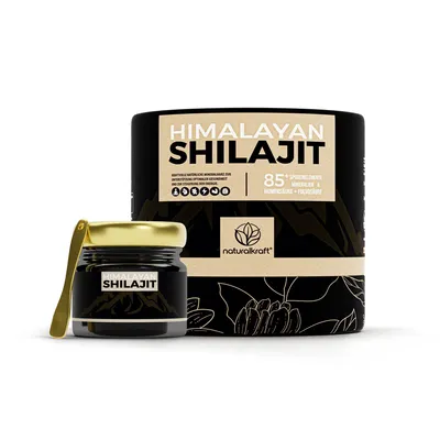 Produktbild von Shilajit Mumijo aus dem Himalaya | Hochdosiert mit 600mg pro Portion | Vegan, reich an Fulvin- und Huminsäure, 85+ Mineralien, 83 Portionen (50g)