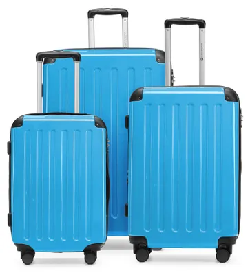 Immagine prodotto di HAUPTSTADTKOFFER - Alex - Koffer-Set 3-teilig, Rollkoffer Trolleys 4 Rollen mit Erweiterung, Handgepäck und Check-In Gepäck für jede Reiseart, TSA,Cyanblau