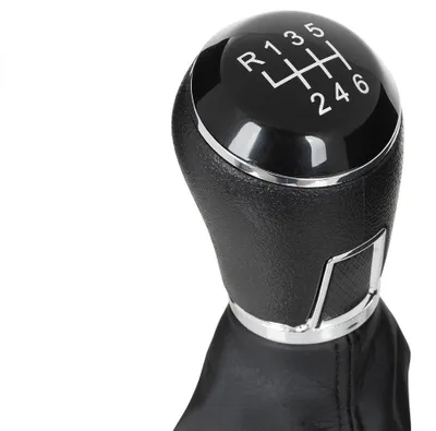Produktbild von VW Polo V 6R 2009 - Schwarzer Schaltknauf + Schaltmanschette mit Chromrahmen, 6 Gänge