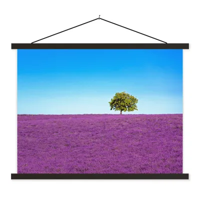 Produktbild von MuchoWow® Textilposter Baum - Lila - Himmel - Lavendel 150x113 cm mit schwarzem Rahmen - Wohnzimmer