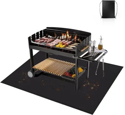 Immagine prodotto di Tappetino in silicone per barbecue, resistente al calore, impermeabile, per barbecue a gas, focolari all'aperto, terrazze e giardini (152 x 106 cm)