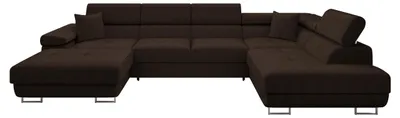 Produktbild von MIRJAN24 Wohnlandschaft Torezio Bis Cord, Stilvoll Eckcouch mit Bettkasten und Schlaffunktion, Einstellbare Kopfstützen, 346x203x70-90 cm (Farbe: Poso 06, Seite: Rechts)