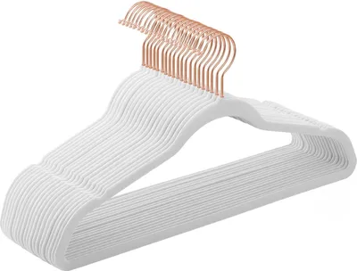 Produktbild von Kleiderbügel mit weißem Veloursbezug, 20 Stk